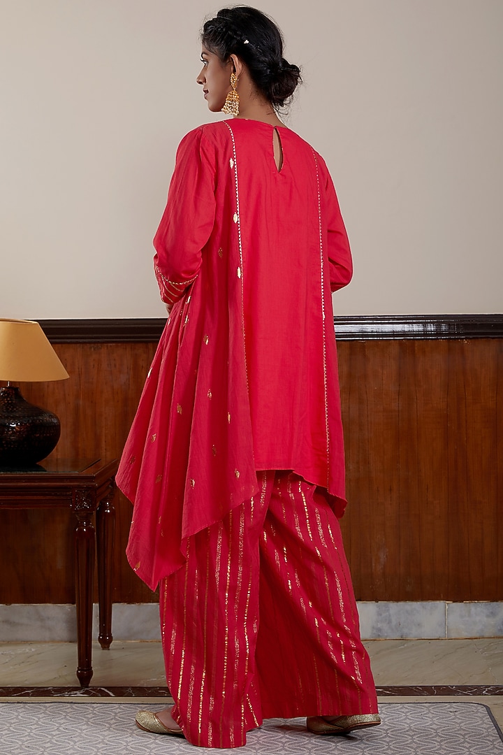Red Soft Cotton Kurta Set by Kefi Collections at Pernia's Pop Up Shop