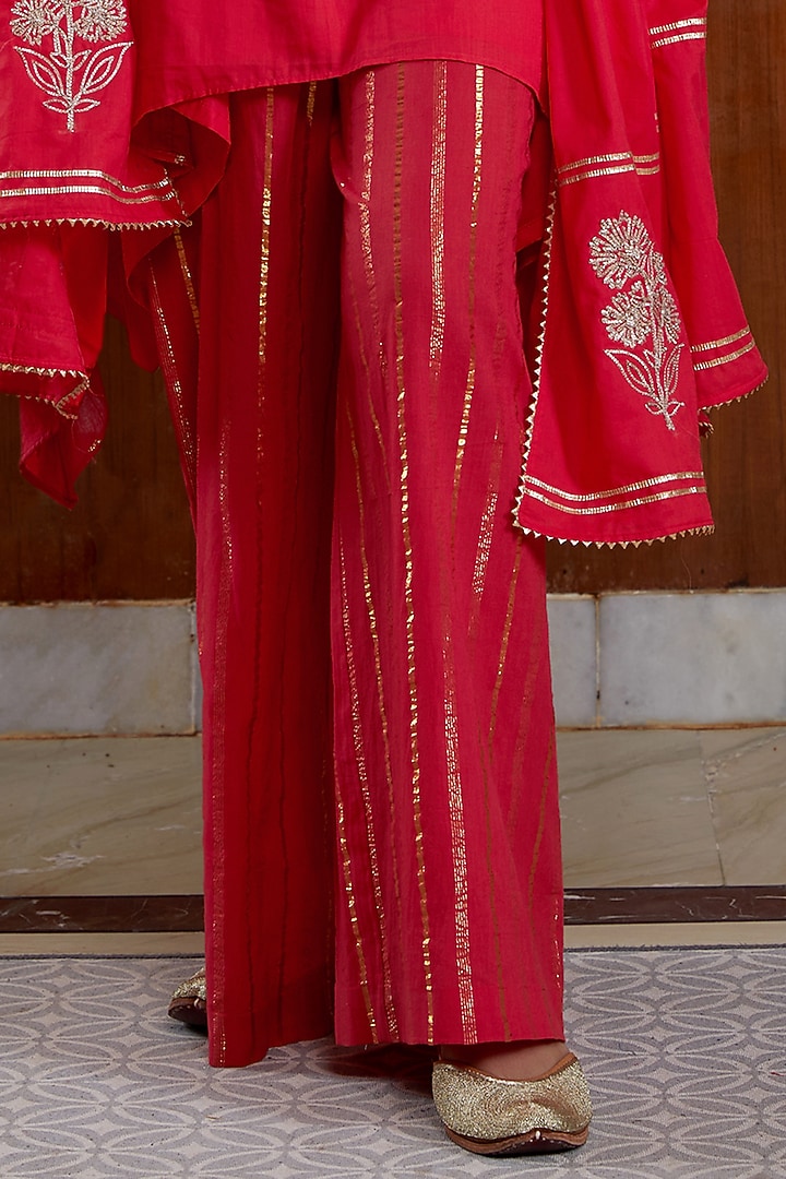 Red Soft Cotton Kurta Set by Kefi Collections at Pernia's Pop Up Shop
