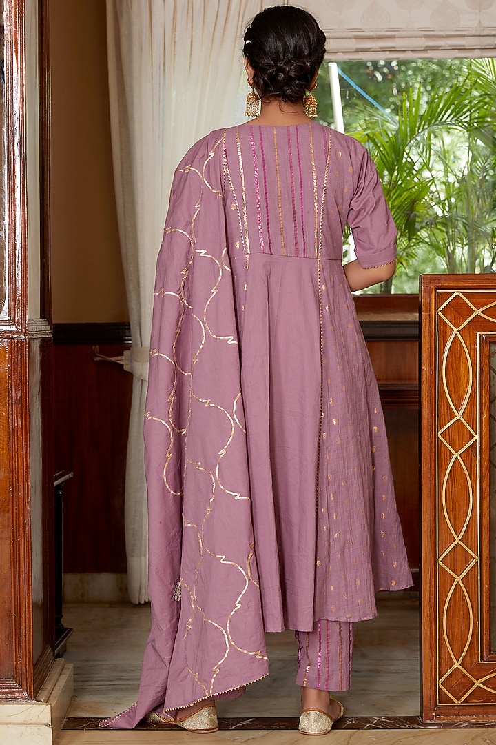 Purple Soft Cotton Party Wear Anarkali Set by Kefi Collections at Pernia's Pop Up Shop