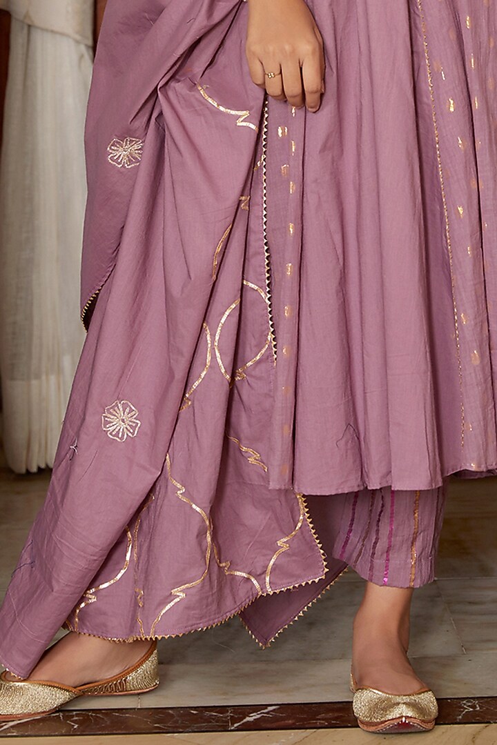 Purple Soft Cotton Party Wear Anarkali Set by Kefi Collections at Pernia's Pop Up Shop