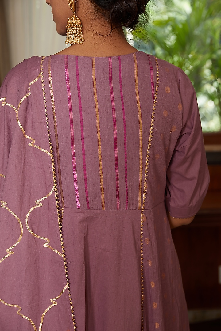 Purple Soft Cotton Party Wear Anarkali Set by Kefi Collections at Pernia's Pop Up Shop