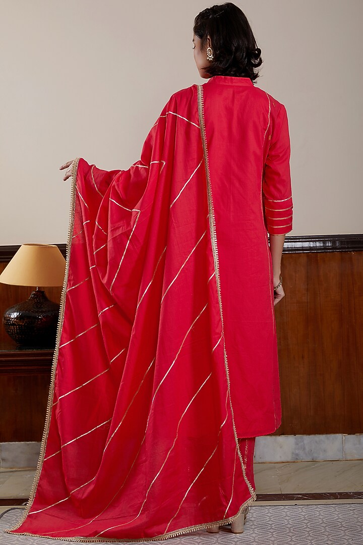 Red Soft Cotton Kurta Set by Kefi Collections at Pernia's Pop Up Shop