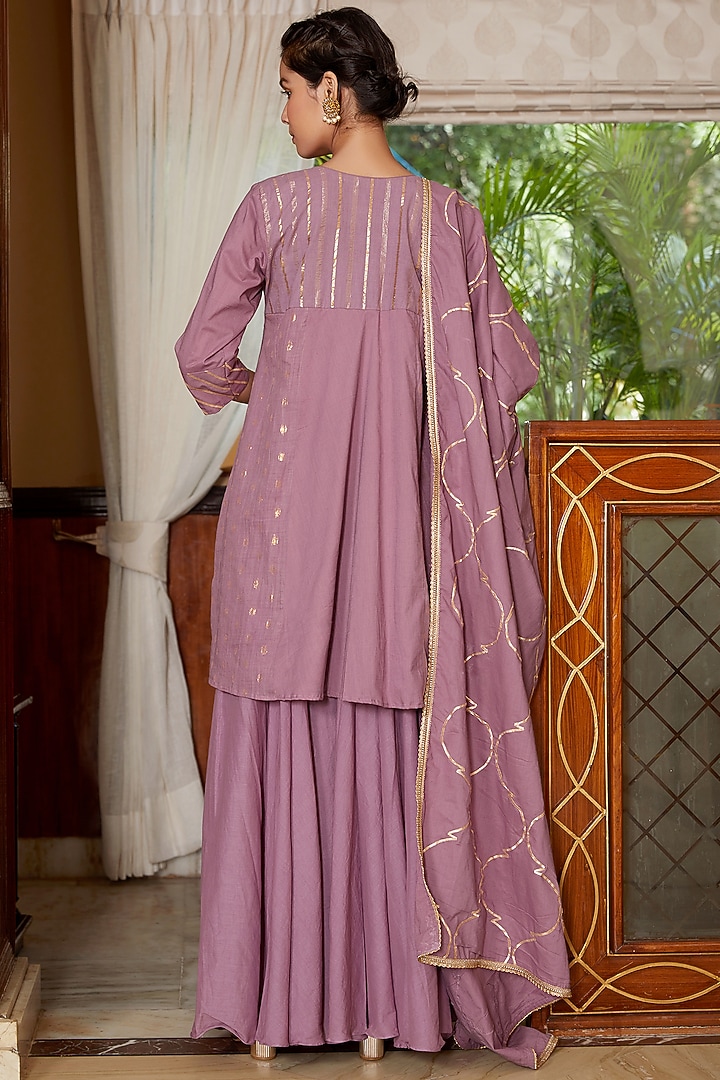 Red Soft Cotton Party Wear Sharara Set by Kefi Collections at Pernia's Pop Up Shop