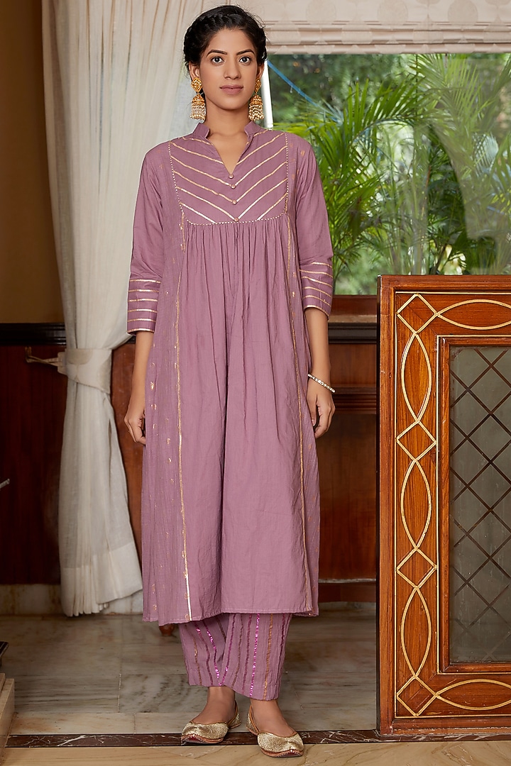 Purple Soft Cotton Kurta Set by Kefi Collections at Pernia's Pop Up Shop