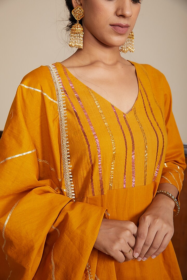 Yellow Soft Cotton Kurta Set by Kefi Collections at Pernia's Pop Up Shop