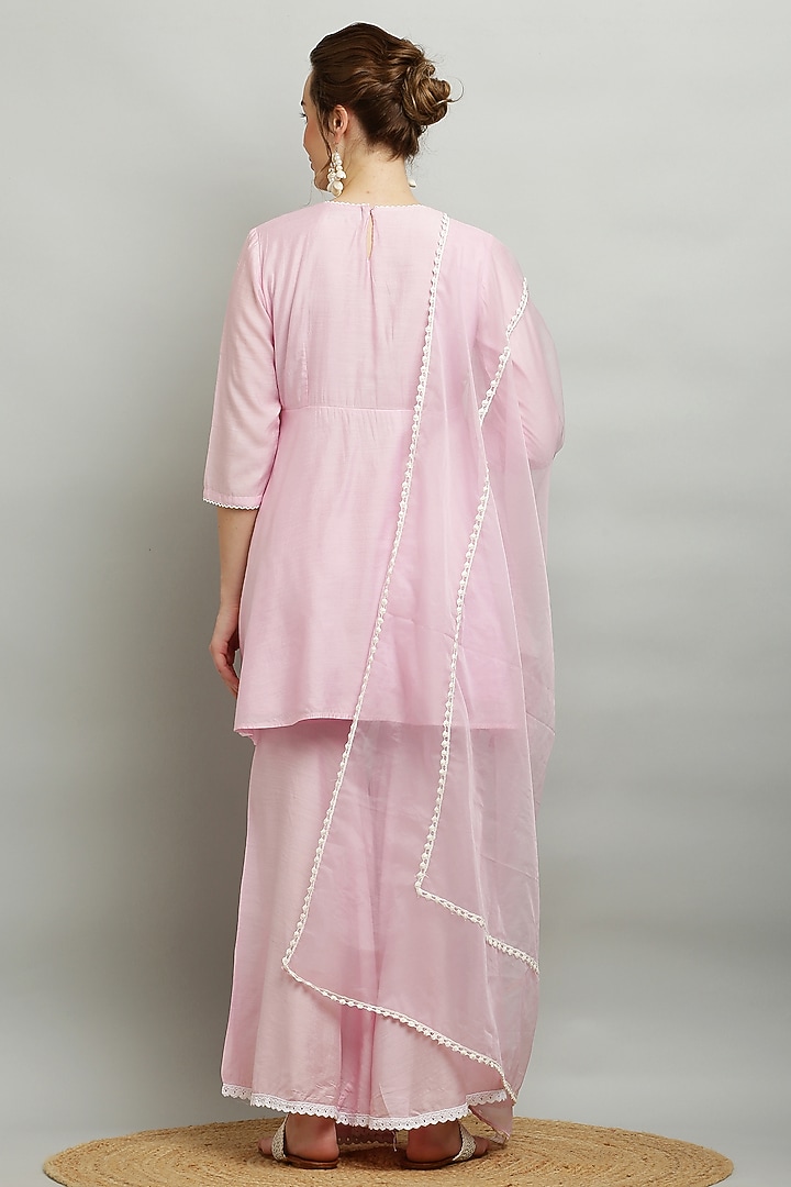 Pink Cotton Chanderi Gharara Set by Kefi Collections at Pernia's Pop Up Shop