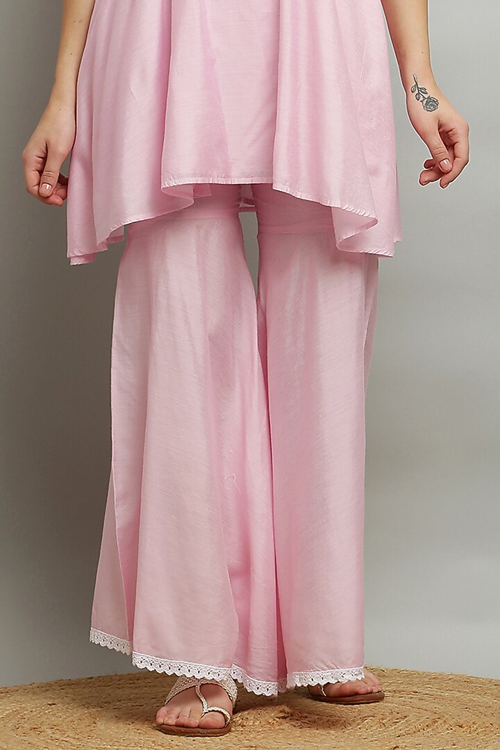 Pink Cotton Chanderi Gharara Set by Kefi Collections at Pernia's Pop Up Shop