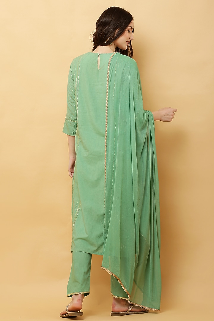 Sea Green Cotton Lurex Kurta Set by Kefi Collections at Pernia's Pop Up Shop