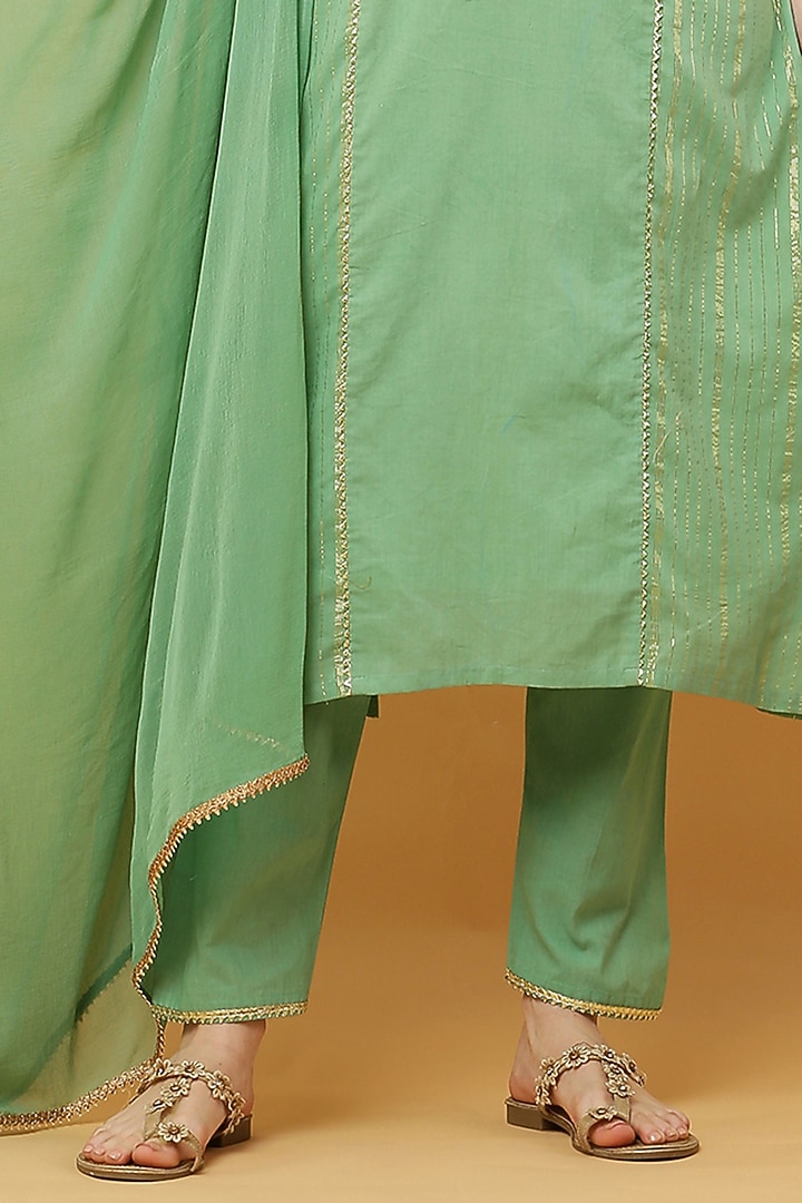 Sea Green Cotton Lurex Kurta Set by Kefi Collections at Pernia's Pop Up Shop