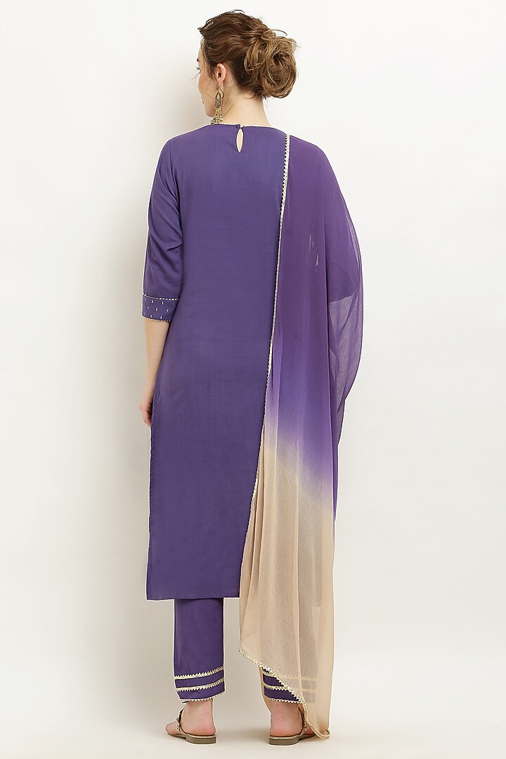 Purple Cotton lurex Kurta Set by Kefi Collections at Pernia's Pop Up Shop