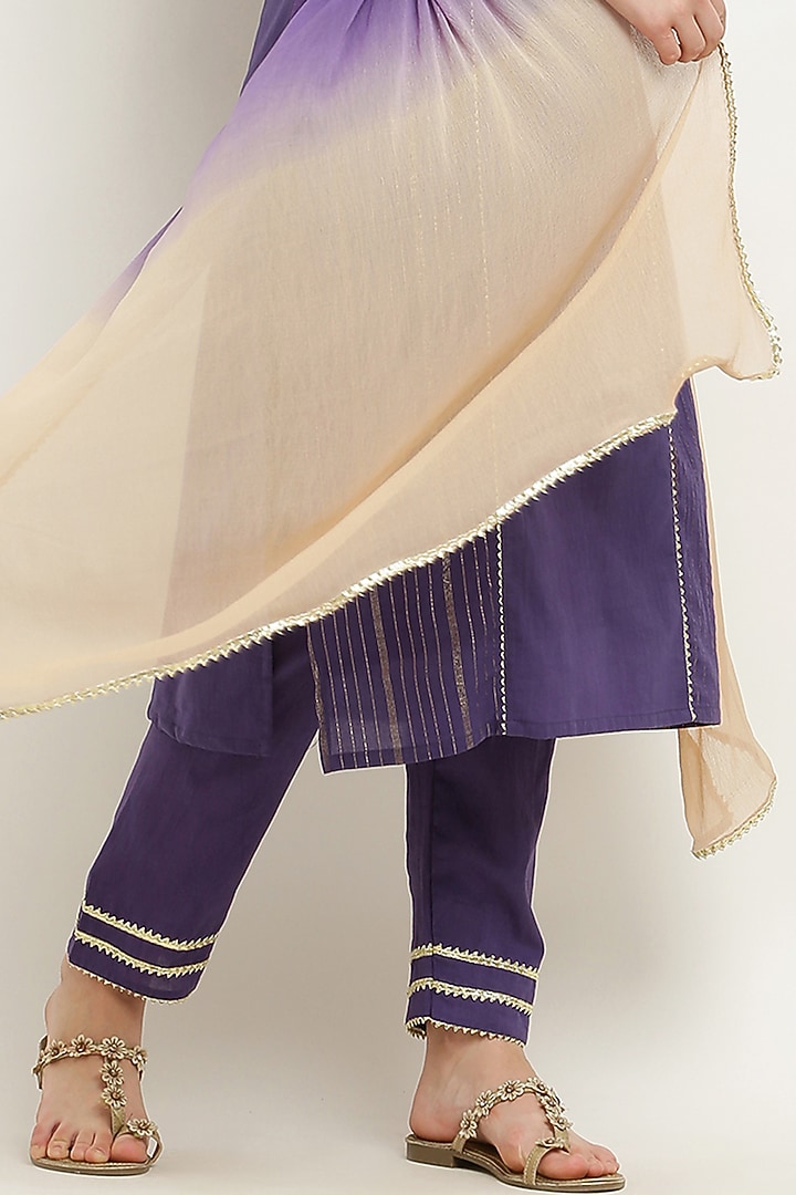 Purple Cotton lurex Kurta Set by Kefi Collections at Pernia's Pop Up Shop