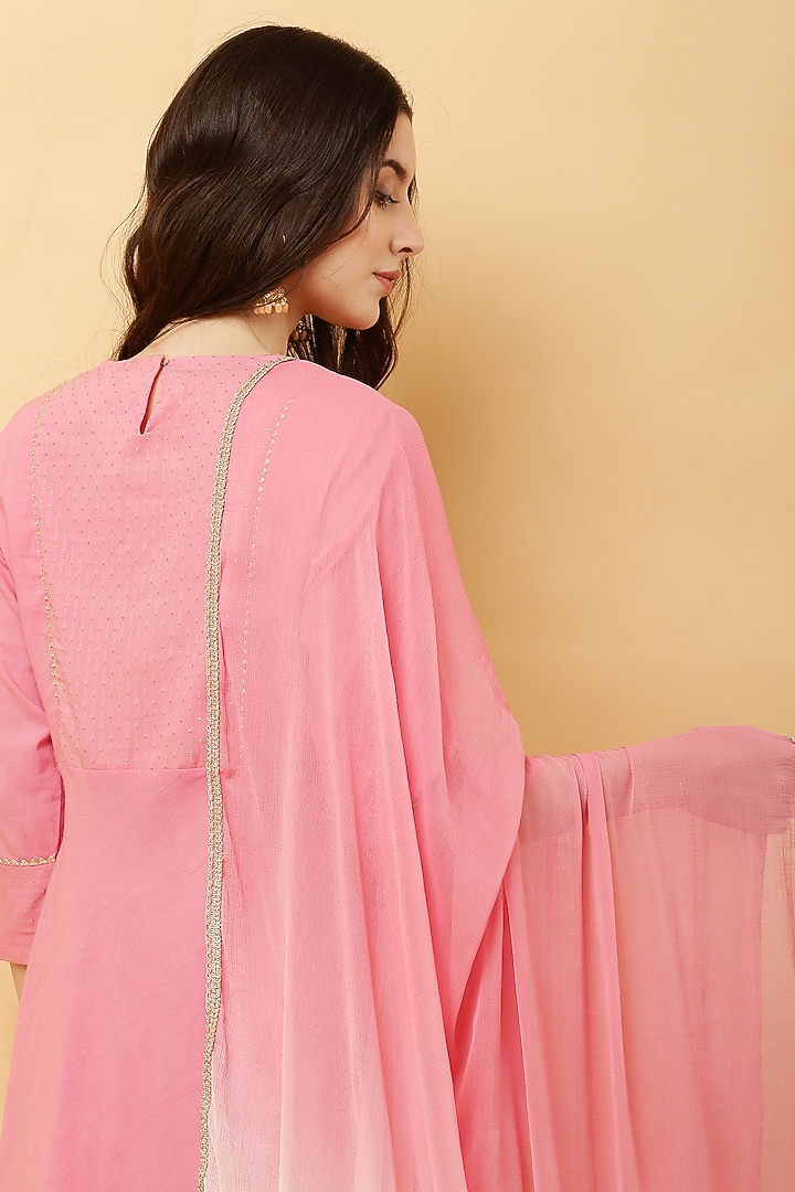 Pink Cotton lurex Anarkali Set by Kefi Collections at Pernia's Pop Up Shop