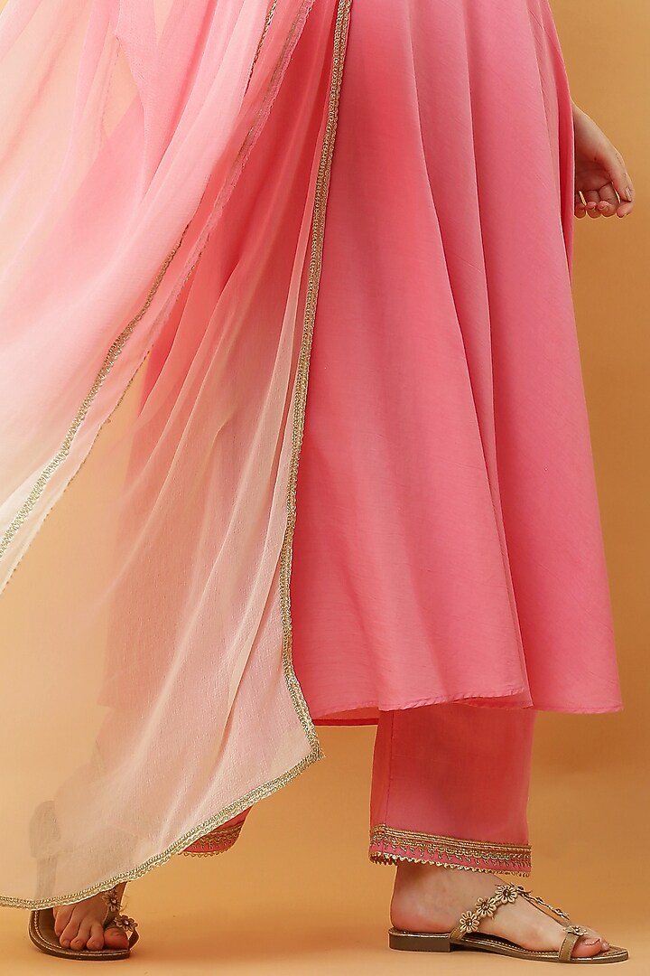 Pink Cotton lurex Anarkali Set by Kefi Collections at Pernia's Pop Up Shop