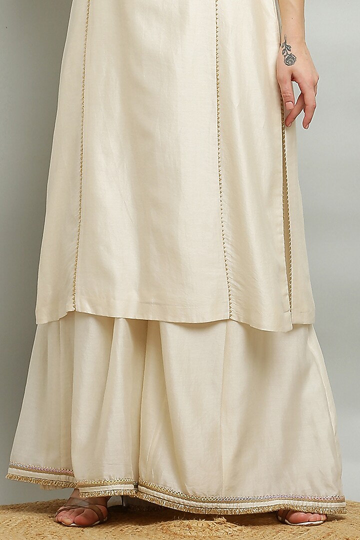 Ivory Silk Chanderi Party Wear Sharara Set by Kefi Collections at Pernia's Pop Up Shop