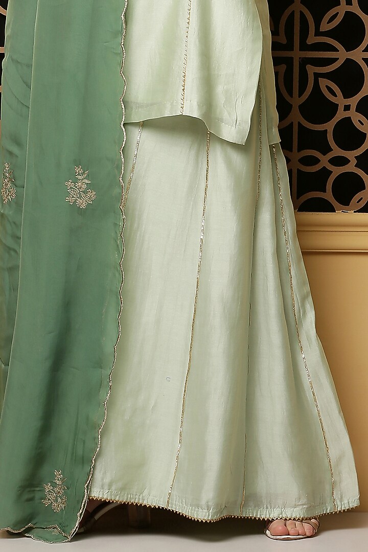 Mint Silk Chanderi Party Wear Sharara Set by Kefi Collections at Pernia's Pop Up Shop