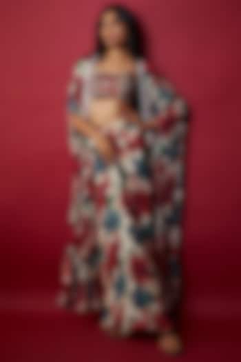 Ivory Crepe Silk Digital Printed Skirt Set by Kashmiraa at Pernia's Pop Up Shop