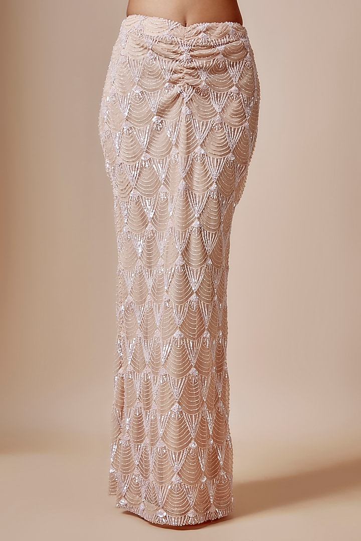 Beige Net Cutdana Hand Embellished Skirt Set by Kashmiraa at Pernia's Pop Up Shop