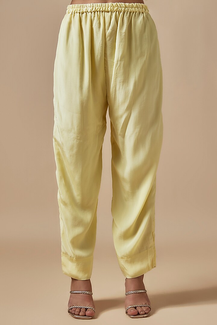 Yellow Net Cutdana Embroidered Kurta Set by Kashmiraa at Pernia's Pop Up Shop