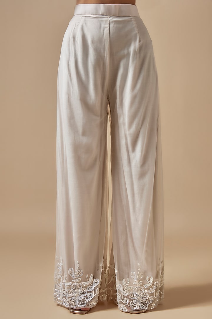 Ivory Net Cutdana Hand Embellished Wedding Sharara Set by Kashmiraa at Pernia's Pop Up Shop