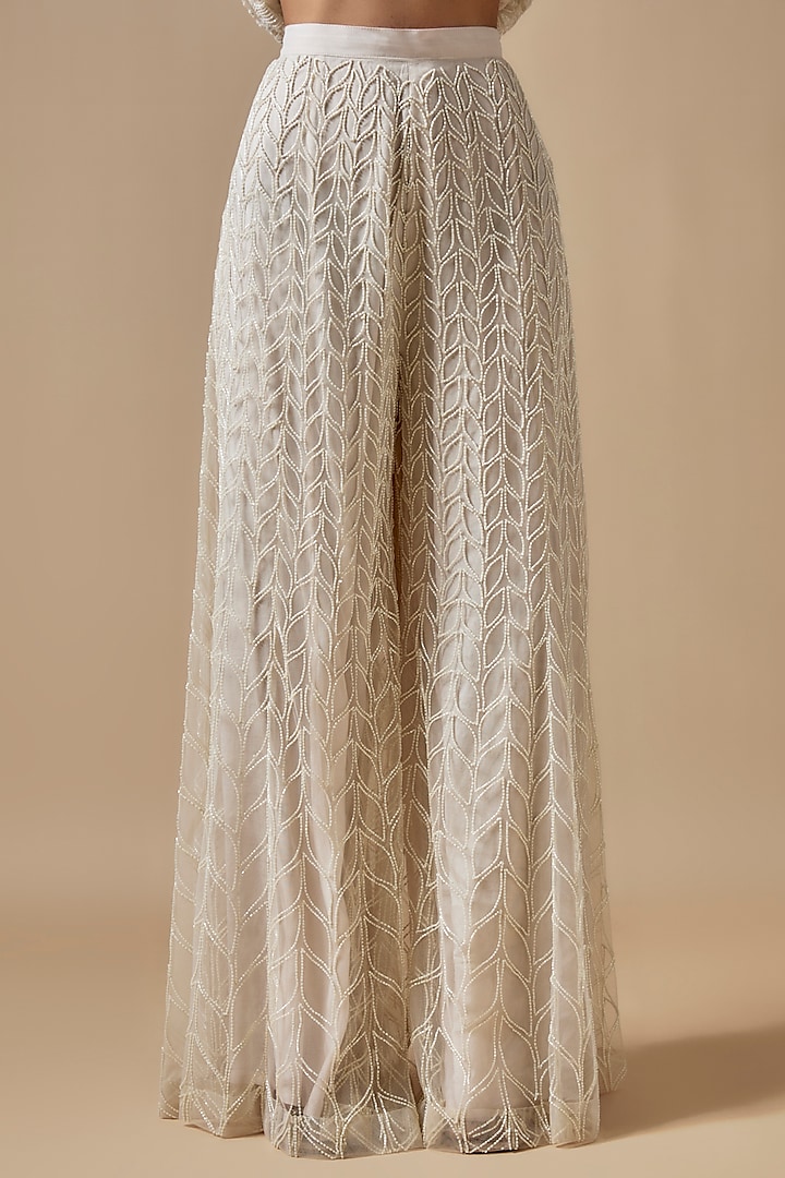 Ivory Net Cutdana Hand Embellished Bridal Sharara Set by Kashmiraa at Pernia's Pop Up Shop