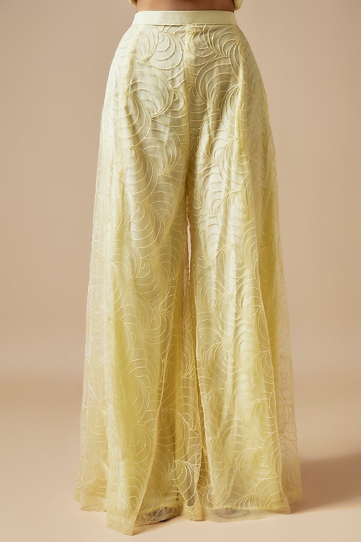Yellow Net Cutdana Hand Embellished Bridal Sharara Set by Kashmiraa at Pernia's Pop Up Shop