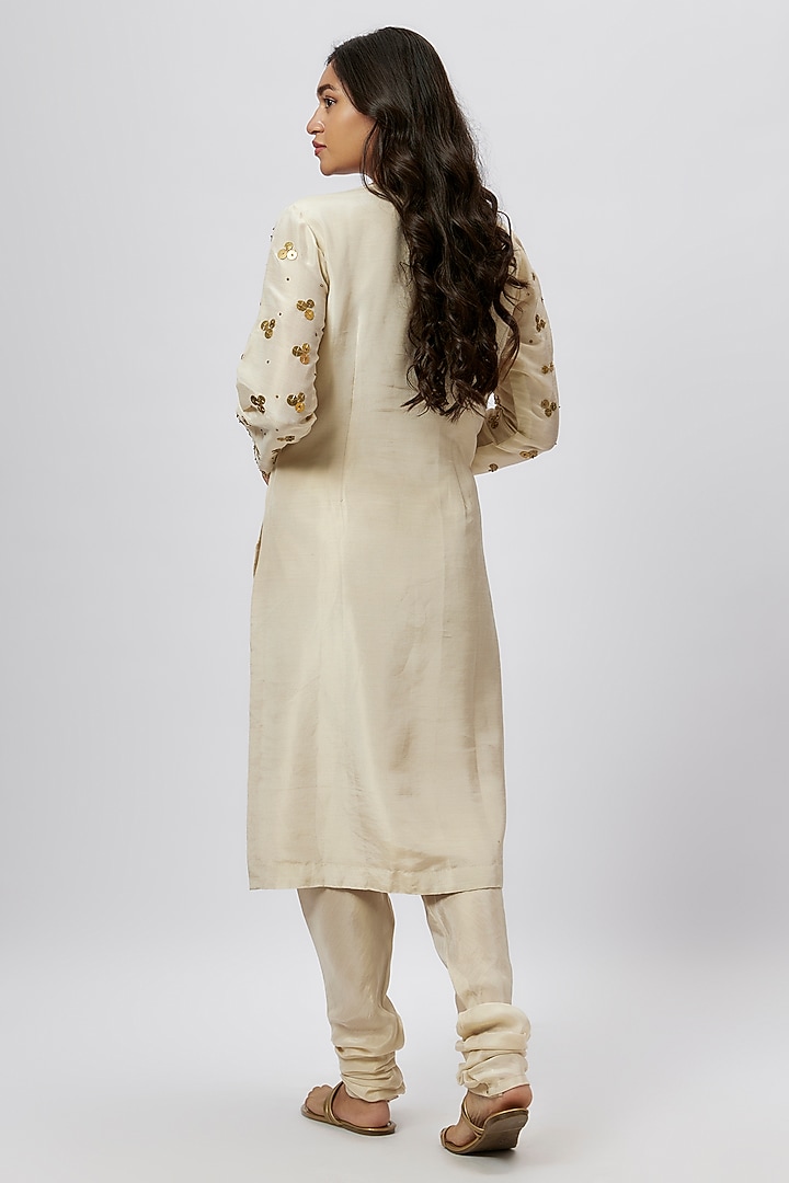 Gold Tissue Coin Embroidered Kurta Set by Kashmiraa at Pernia's Pop Up Shop