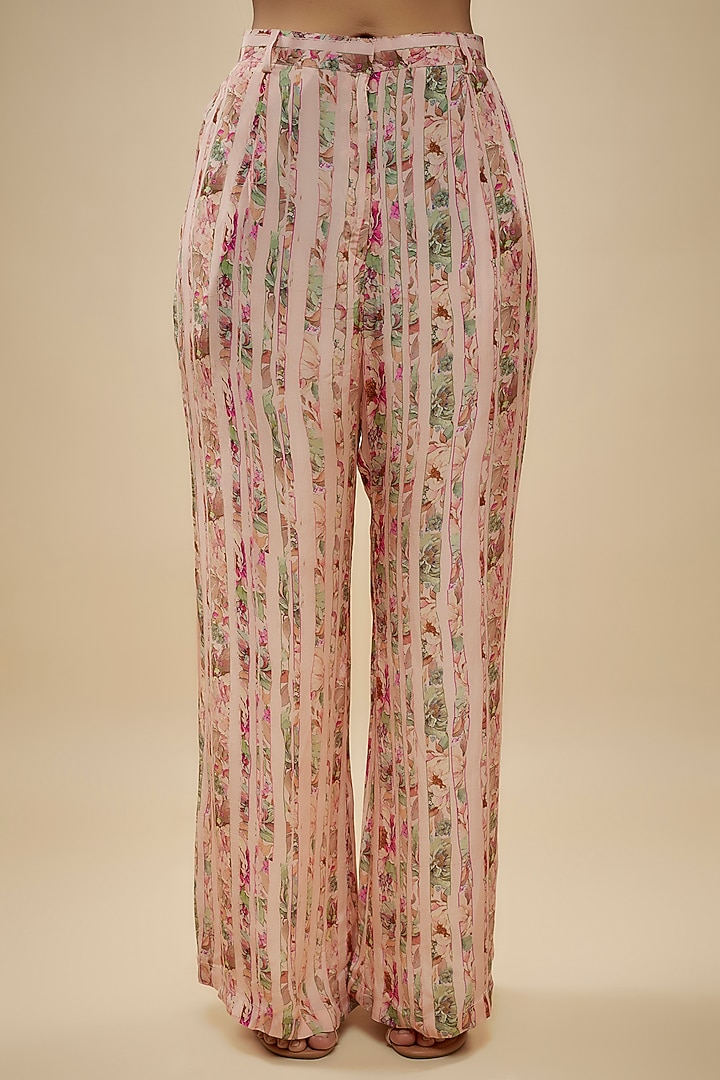 Pink Crepe Silk Floral Printed Pant Set by Kashmiraa at Pernia's Pop Up Shop