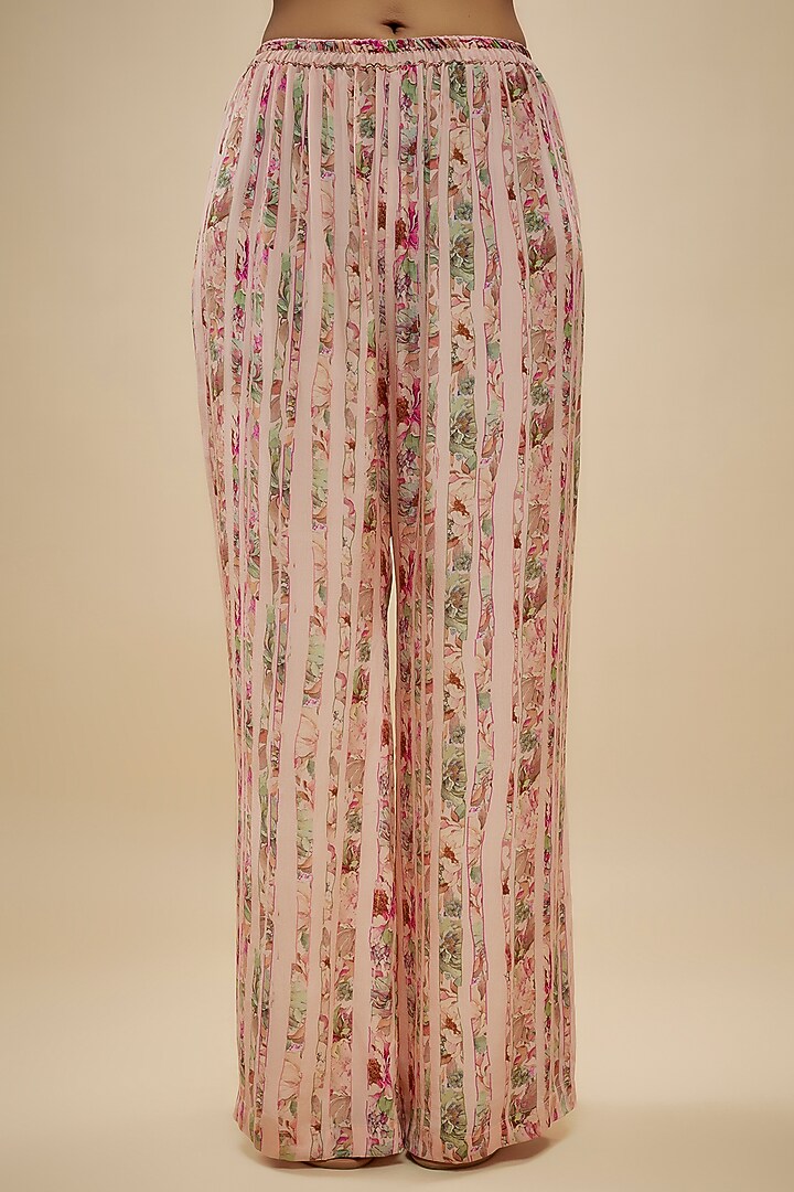 Pink Crepe Silk Floral Printed Kurta Set by Kashmiraa at Pernia's Pop Up Shop