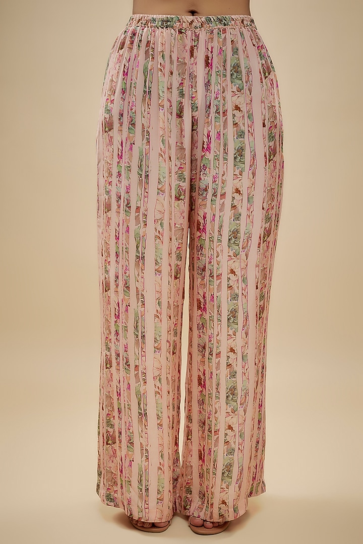 Pink Crepe Silk Floral Printed Kurta Set by Kashmiraa at Pernia's Pop Up Shop