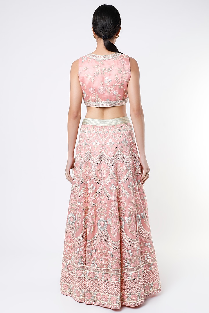 Blush Pink Wedding Lehenga Set With Thread Work by Kashmiraa at Pernia's Pop Up Shop