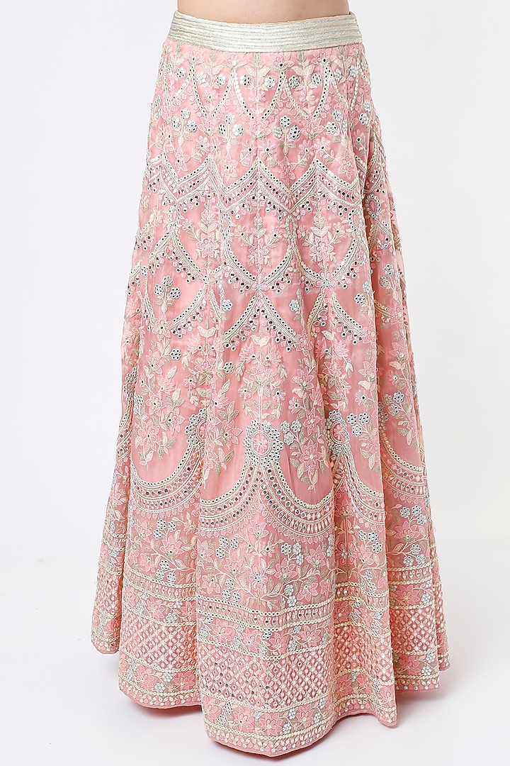 Blush Pink Wedding Lehenga Set With Thread Work by Kashmiraa at Pernia's Pop Up Shop