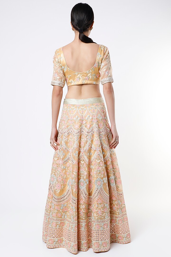Yellow Wedding Lehenga Set With Thread Work by Kashmiraa at Pernia's Pop Up Shop