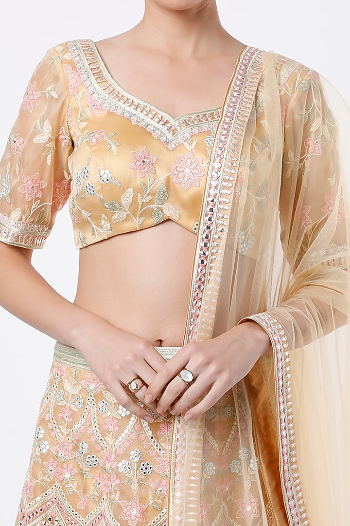 Yellow Wedding Lehenga Set With Thread Work by Kashmiraa at Pernia's Pop Up Shop