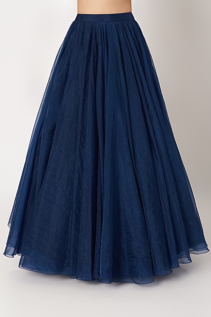 Cobalt Blue Embroidered Wedding Lehenga Set by Kashmiraa at Pernia's Pop Up Shop