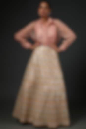 Multi-Colored Organza Embroidered Wedding Lehenga Set by Kashmiraa at Pernia's Pop Up Shop