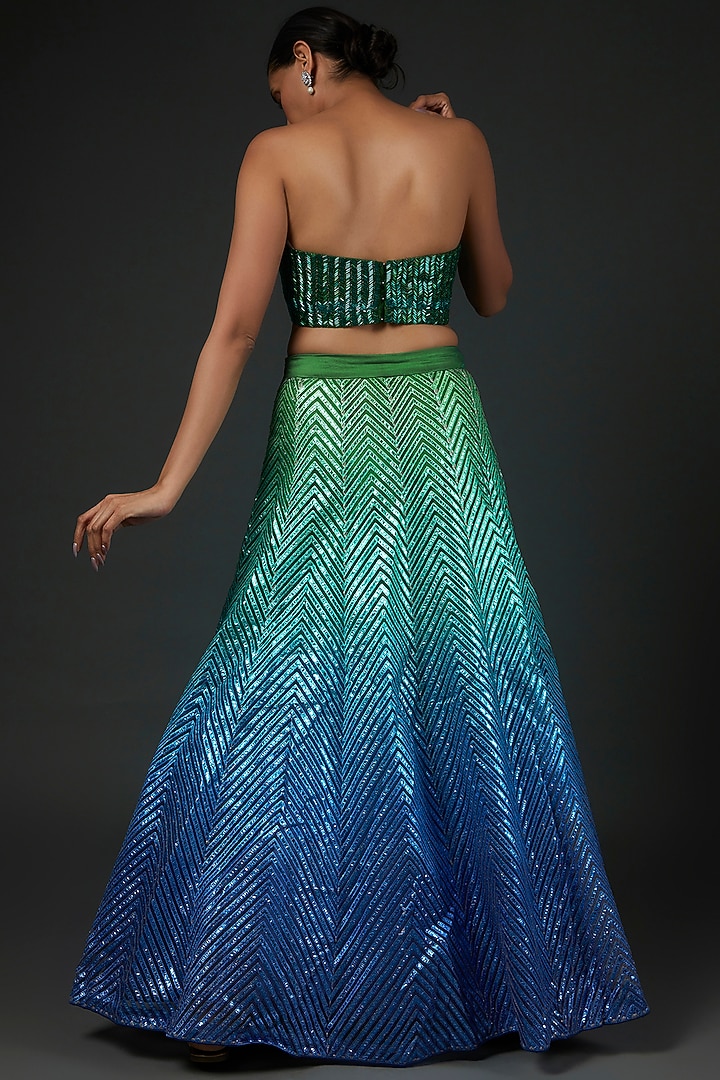 blue dress and green dress viral AQUA & BLUE CHEVRON PRINT LONG DRESS – ShopKoai