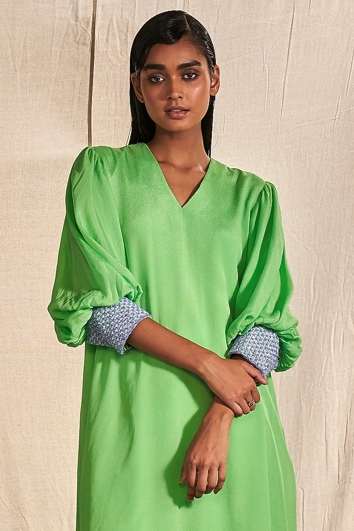 Mint Chinon Chiffon Cutdana Work Kurta Set by Kashmiraa at Pernia's Pop Up Shop