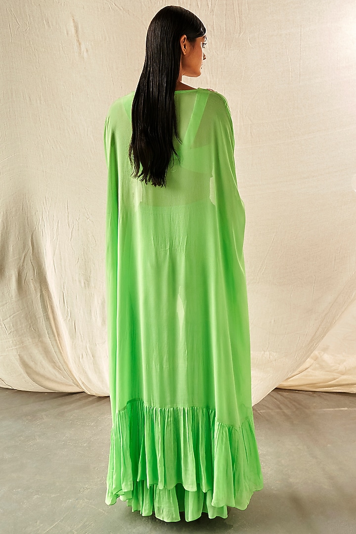 Mint Chinon Chiffon Cape Set by Kashmiraa at Pernia's Pop Up Shop