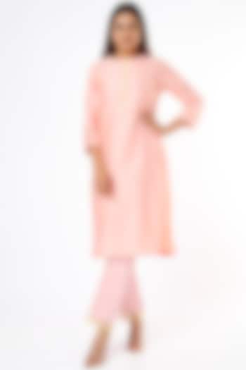 Peach Embroidered Pants by Keerthi Kadire at Pernia's Pop Up Shop