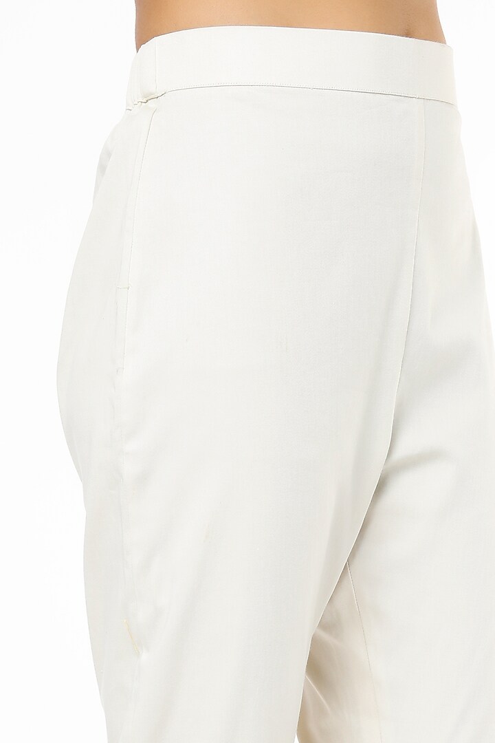 White Embroidered Pants by Keerthi Kadire at Pernia's Pop Up Shop