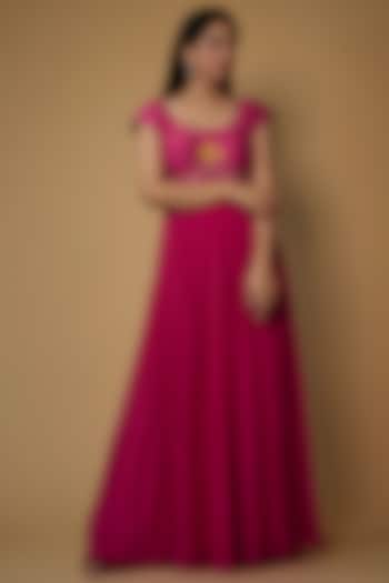 Pink Georgette Embroidered Vacation Dress by Keerthi Kadire at Pernia's Pop Up Shop