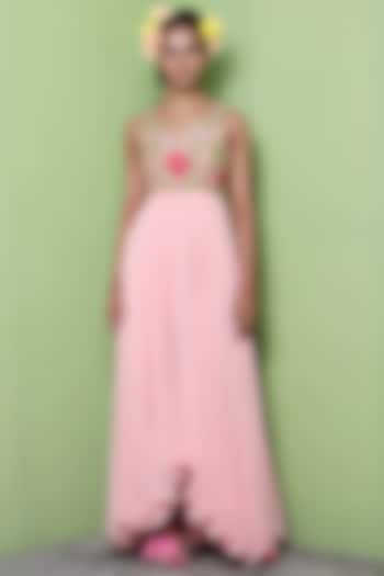 Light Rose Pink Dola Silk Dress by Keerthi Kadire