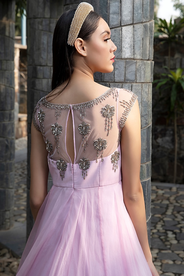 Baby Pink Embroidered Engagement Gown by Keerthi Kadire at Pernia's Pop Up Shop