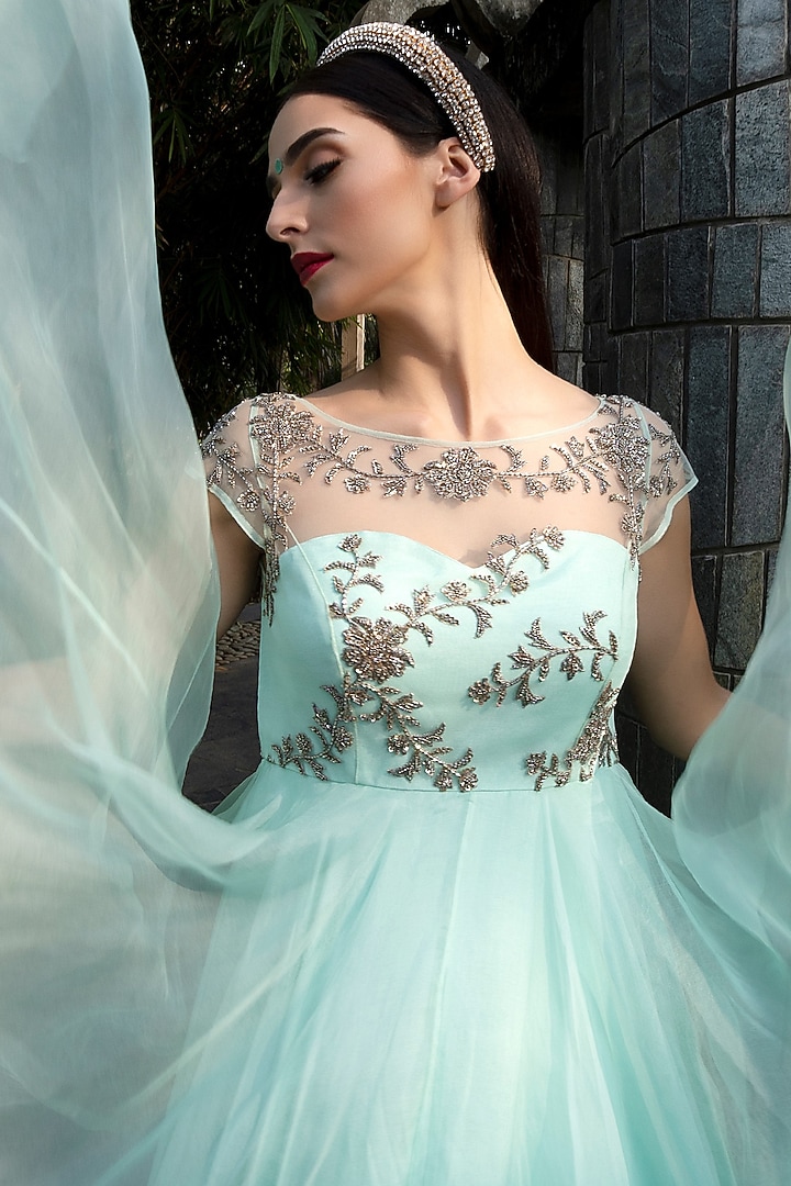 mint embroidered dress Embroidered Youth Dress: Mint 0