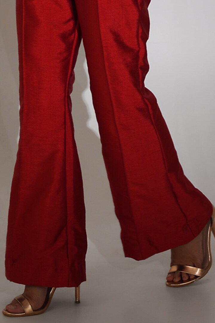 Rusty Red Dupion Silk Rhinestone Embellished Co-Ord Set by KEOO at Pernia's Pop Up Shop
