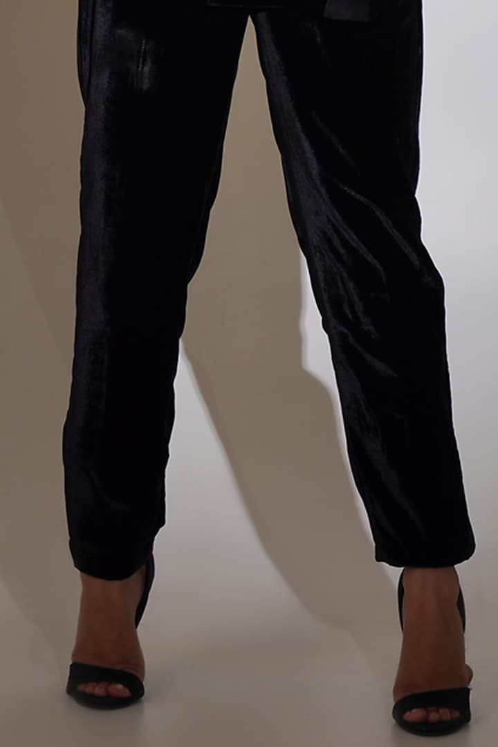 Black Velvet & Taffeta Rhinestone Embellished Co-Ord Set by KEOO at Pernia's Pop Up Shop