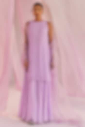 Lilac Georgette Sharara Set by Keosha at Pernia's Pop Up Shop