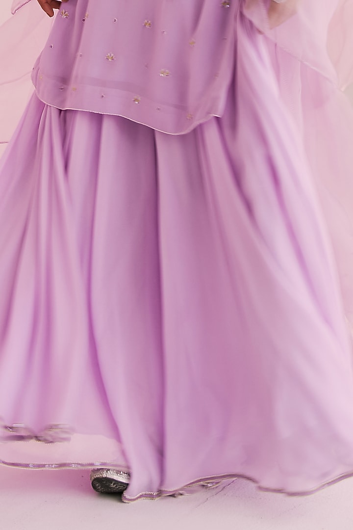 Lilac Georgette Party Wear Sharara Set by Keosha at Pernia's Pop Up Shop
