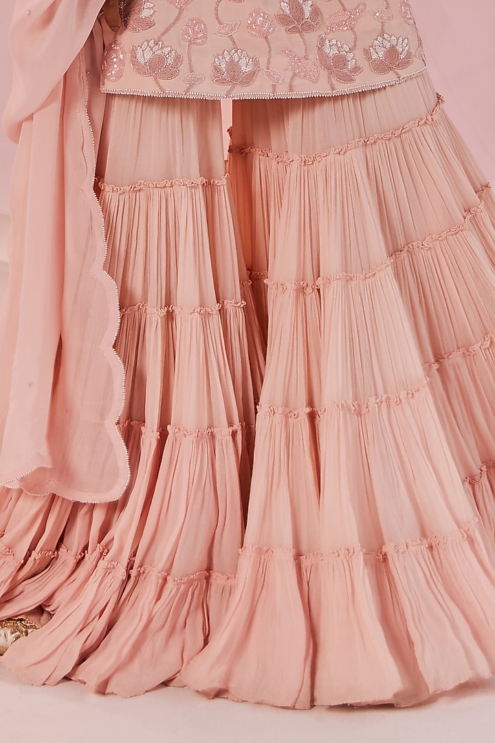 Pink Double Georgette Wedding Sharara Set by Keosha at Pernia's Pop Up Shop