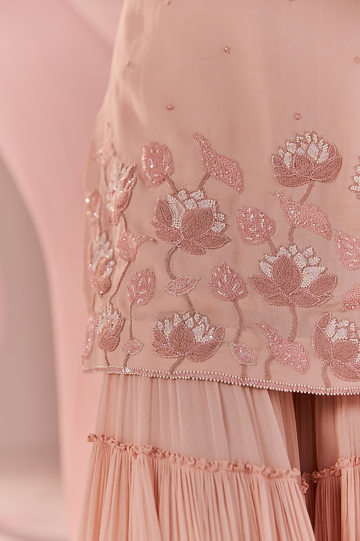 Pink Double Georgette Wedding Sharara Set by Keosha at Pernia's Pop Up Shop